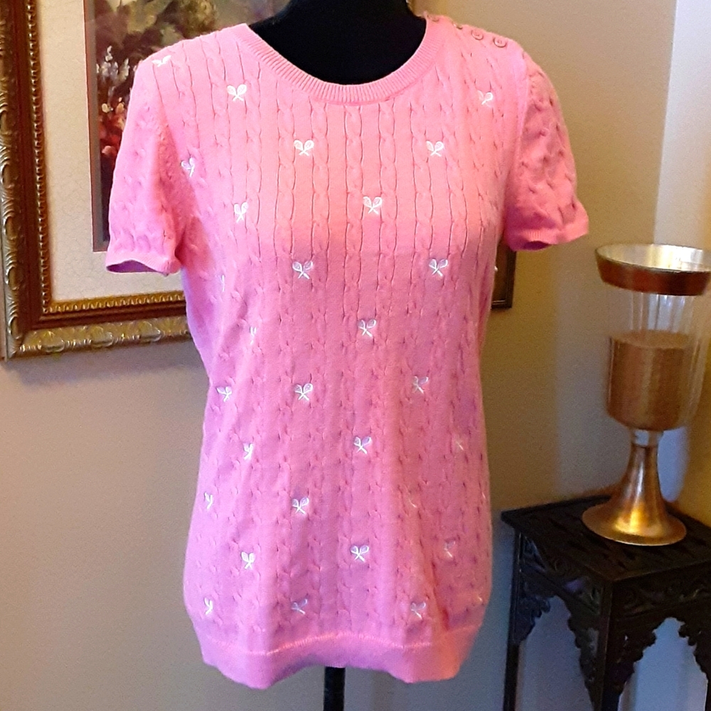 Tennis Talbots Pink Cable Knit Sweater